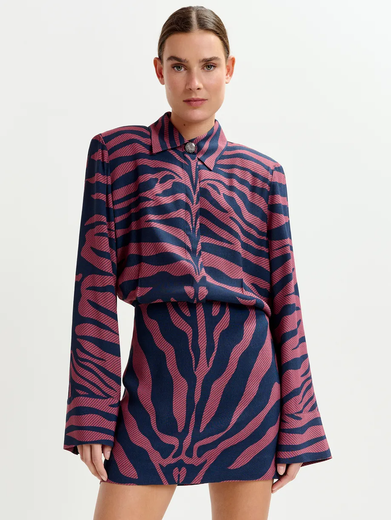 Isniper Zebra-Jacquard Mini Dress