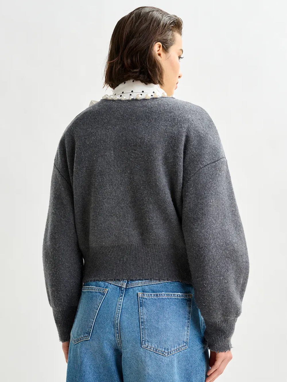 Ideas Beaded Pearl Cardigan in Shadow