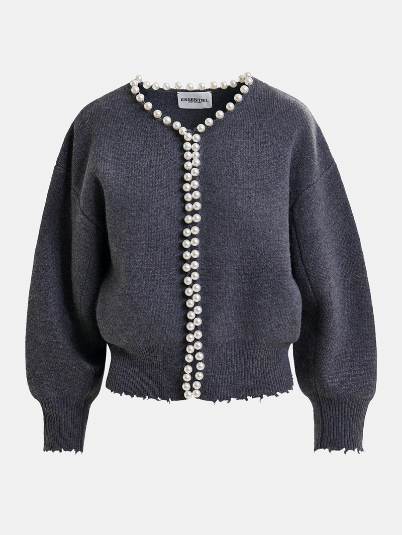 Ideas Beaded Pearl Cardigan in Shadow