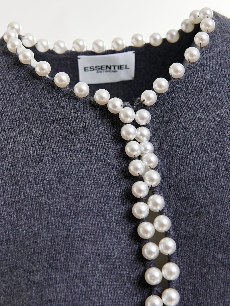 Ideas Beaded Pearl Cardigan in Shadow
