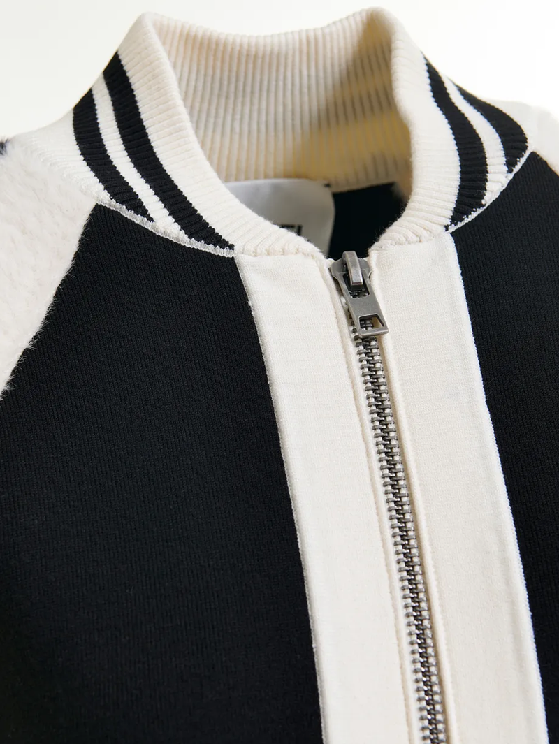 Idol Bicolor Knitted Bomber Jacket