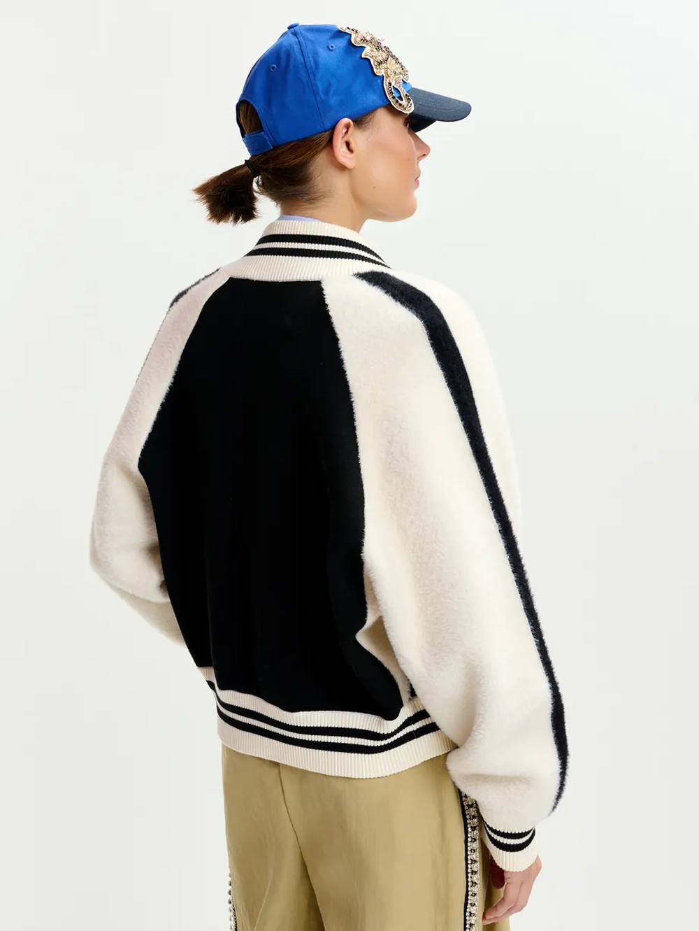 Idol Bicolor Knitted Bomber Jacket