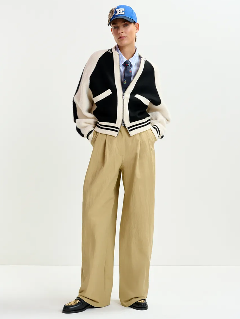Idol Bicolor Knitted Bomber Jacket