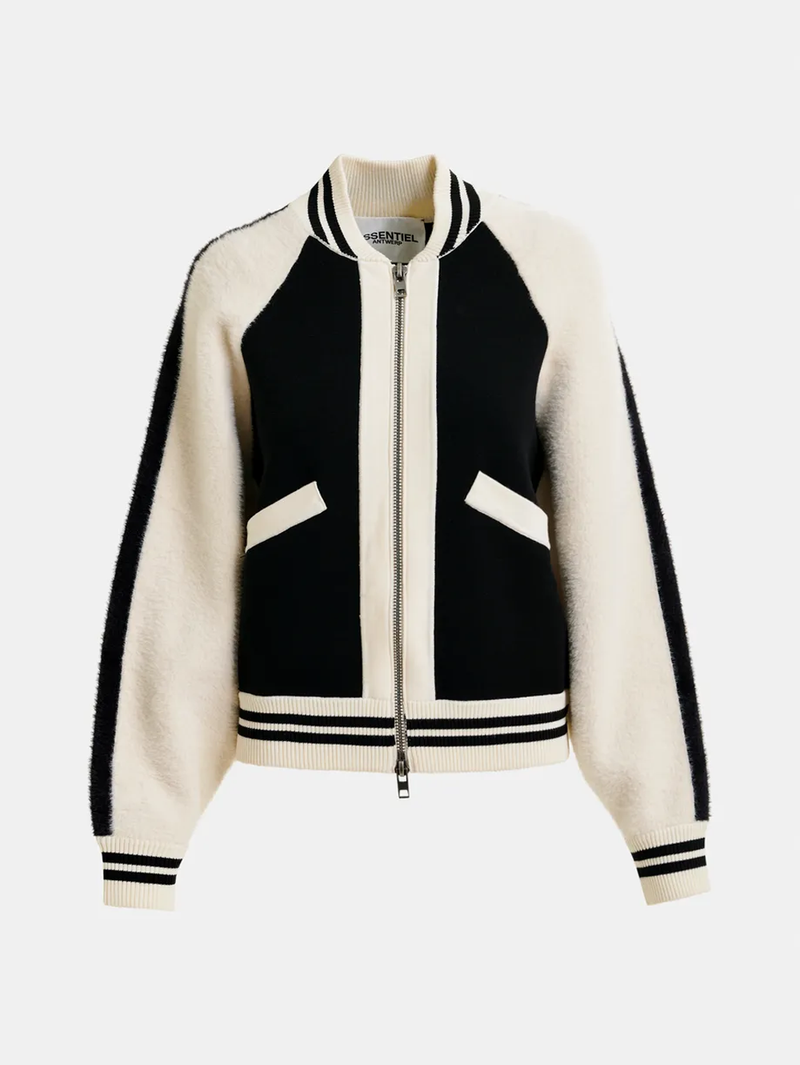 Idol Bicolor Knitted Bomber Jacket