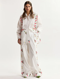 Janai Embroidered Pants in Off White