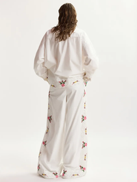 Janai Embroidered Pants in Off White