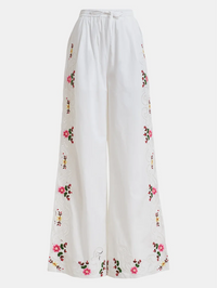 Janai Embroidered Pants in Off White