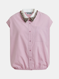 Janky Beaded Collar Shirt in Violette