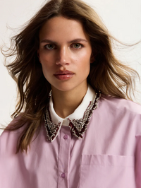 Janky Beaded Collar Shirt in Violette