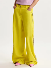Jeeper Studded Wide Leg Pant in Amalfi Lemon