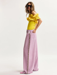 Jeeper Studded Wide Leg Pant in Violette