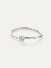 Slim Woven Square Bangle in Platinum