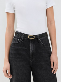 Angular Buckle Belt in Black Croc by FRAME - View 2