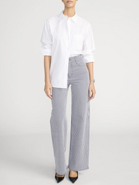 Le Slim Palazzo in Navy Stripe by FRAME - View 4