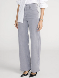 Le Slim Palazzo in Navy Stripe by FRAME - View 5