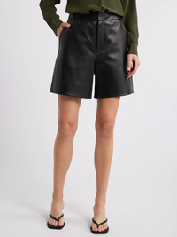 Leather Trouser Shorts by FRAME-Black-AMY Atelier