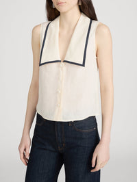 FRAME THE CABANA TOP IN CREAM MULTI - 4