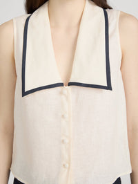 FRAME THE CABANA TOP IN CREAM MULTI - 5