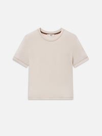 FRAME The Contrast Stitch Baby Tee in Bone – Image 1