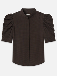 The Houndstooth Gillian Silk Button-Up Top by FRAME - View 7