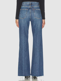 The Lax High Rise Flare Jeans in Antidote Raw Fray by FRAME - View 3