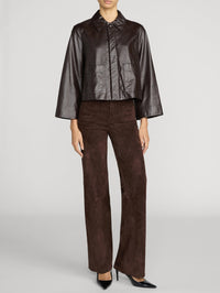 FRAME The Paper Leather Mini Swing Jacket in Chestnut – Image 7