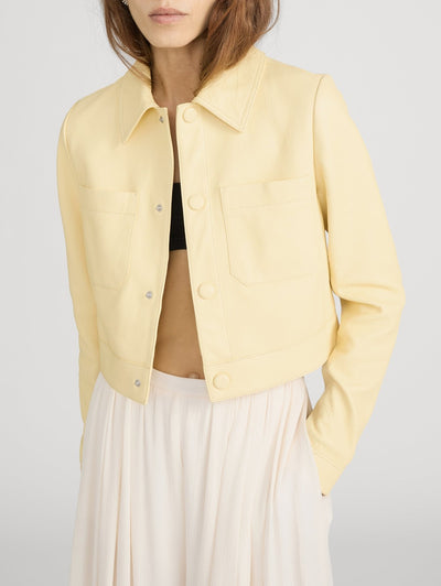 The Small Leather Jacket in Lemon