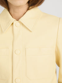 FRAME The Small Leather Jacket in Lemon in LEMON – Image 3