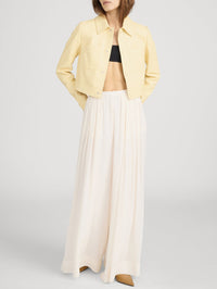 FRAME The Small Leather Jacket in Lemon in LEMON – Image 4