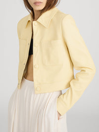 FRAME The Small Leather Jacket in Lemon in LEMON – Image 5