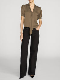FRAME The Sonnet Blouse in Moss – Image 7