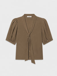 FRAME The Sonnet Blouse in Moss – Image 1