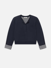 FRAME THE STRIPE CUFF SWEATSHIRT IN NAVY - 1