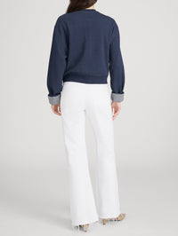 FRAME THE STRIPE CUFF SWEATSHIRT IN NAVY - 6