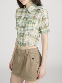 FRAME The Utility Shirt in Jade Green Plaid in JADE GREEN PLAID – Image 5