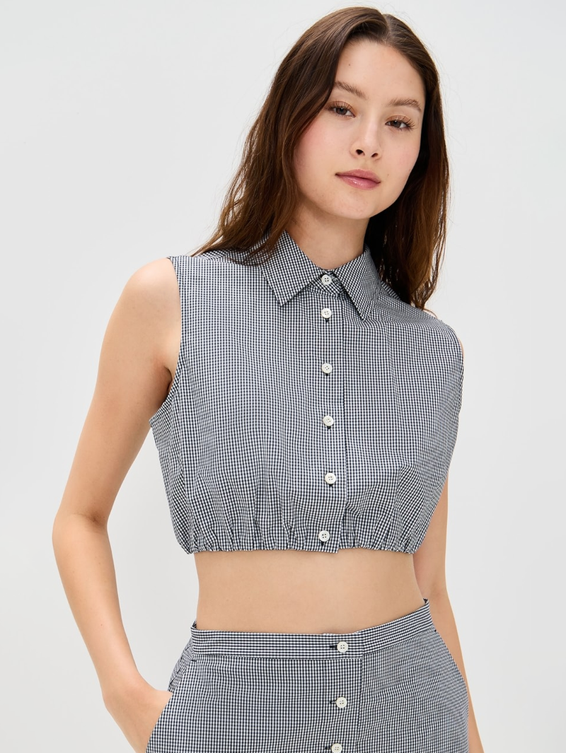 The Check Top in Navy Multi
