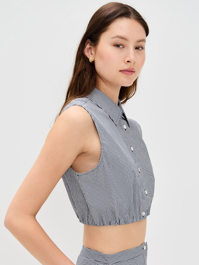The Check Top in Navy Multi