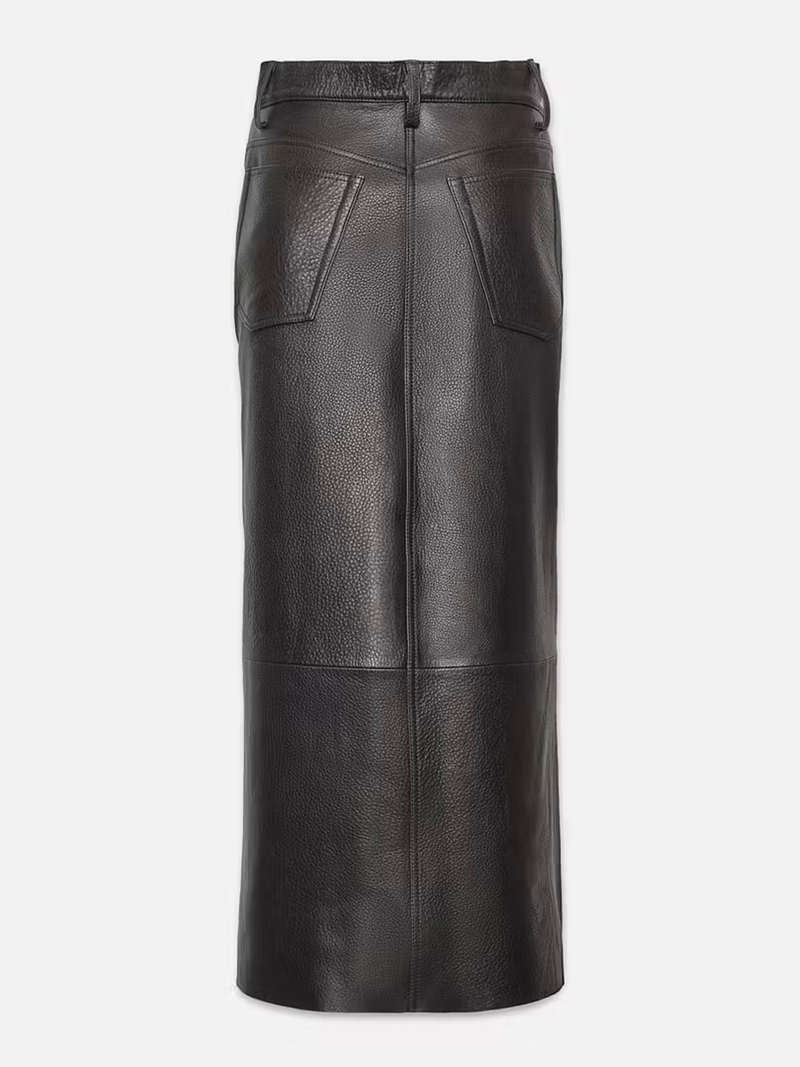 The Leather Midaxi Skirt in Black