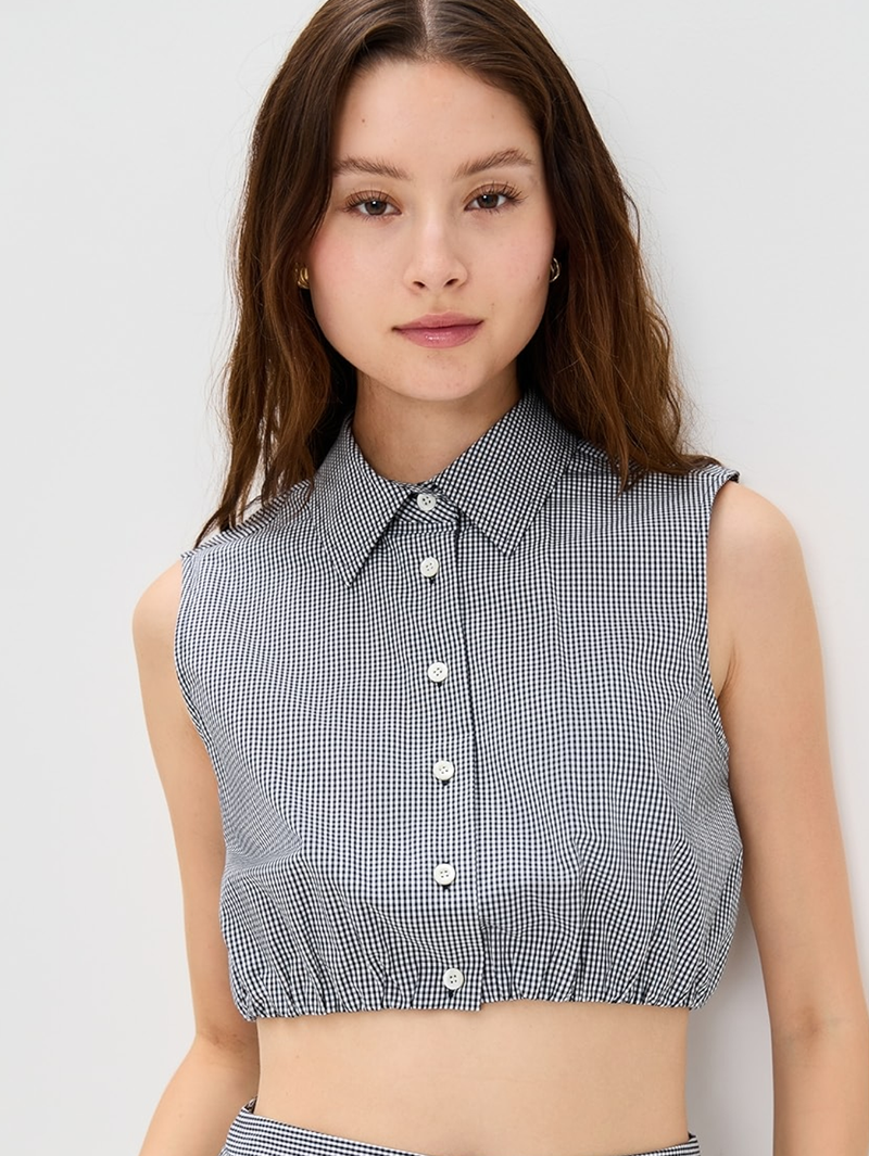 The Check Top in Navy Multi