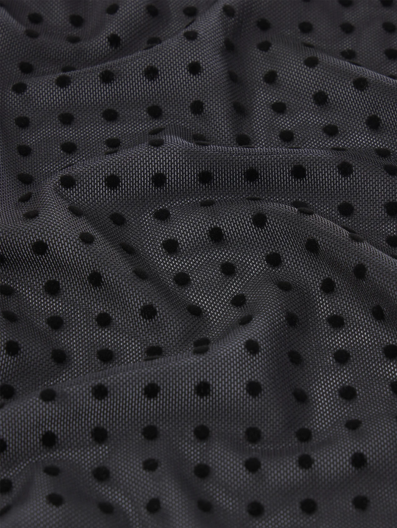 The Mesh Polka Dot Top in Black