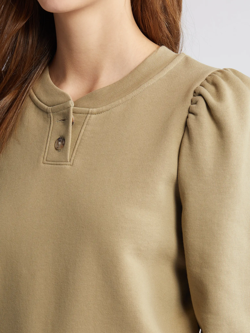 Femme Henley Sweatshirt in Khaki Green