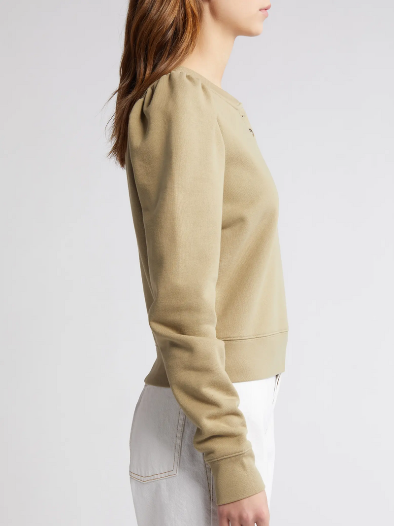 Femme Henley Sweatshirt in Khaki Green