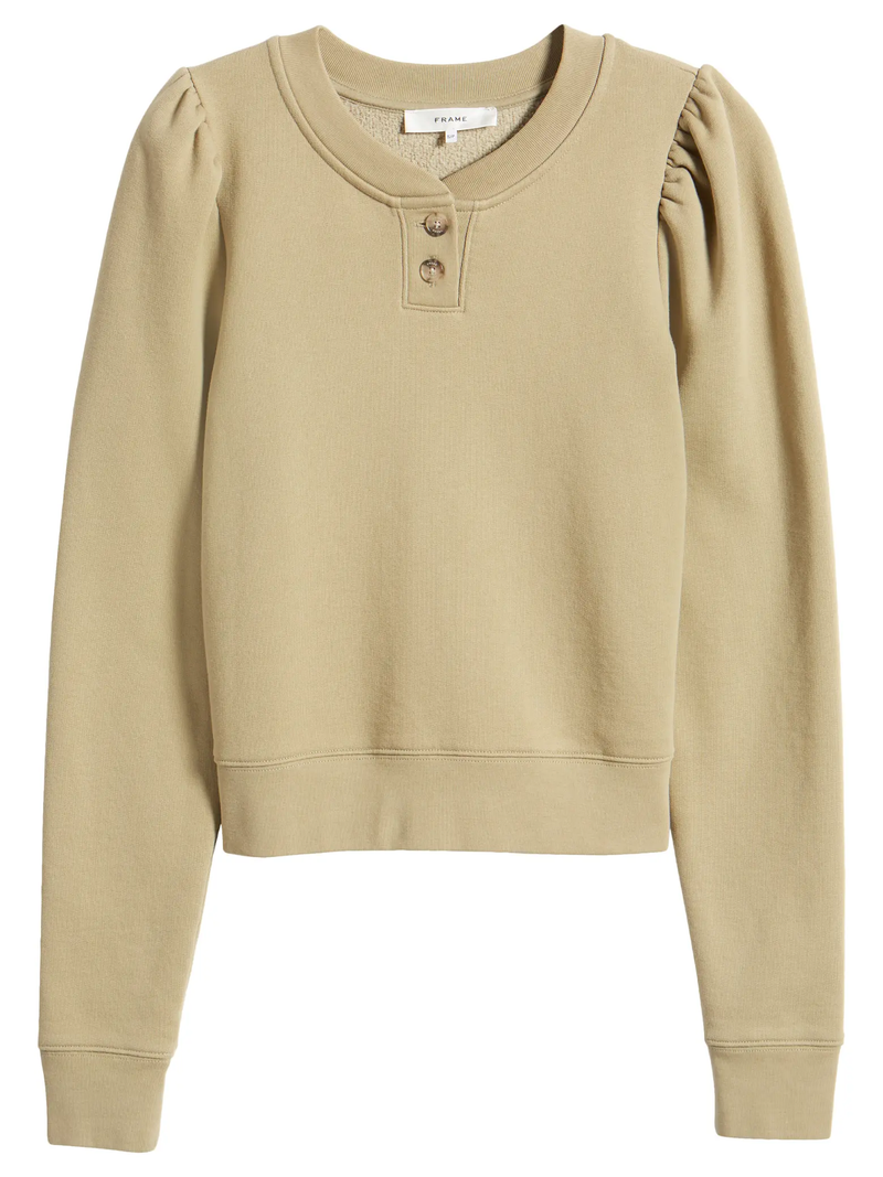 Femme Henley Sweatshirt in Khaki Green