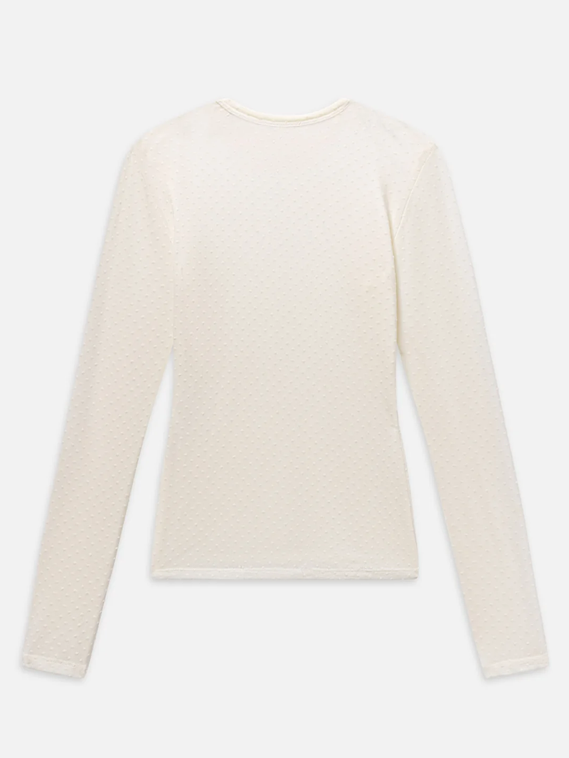 The Mesh Polka Dot Top in Cream