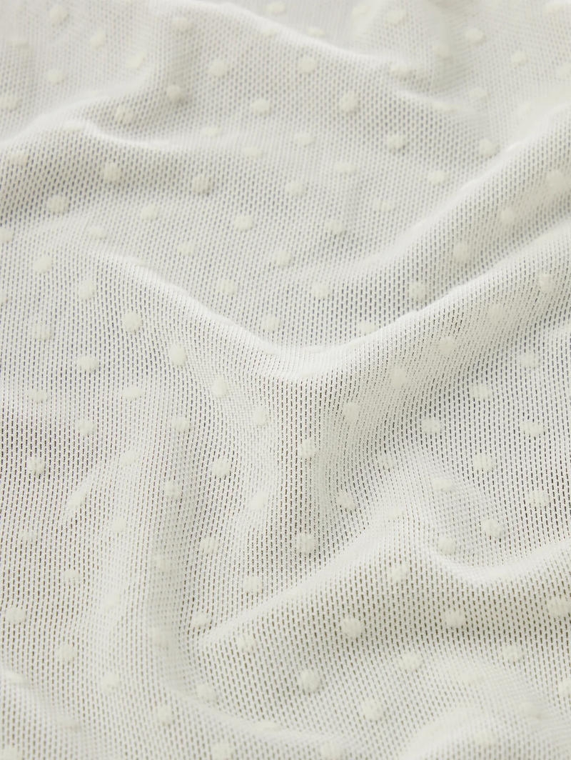 The Mesh Polka Dot Top in Cream