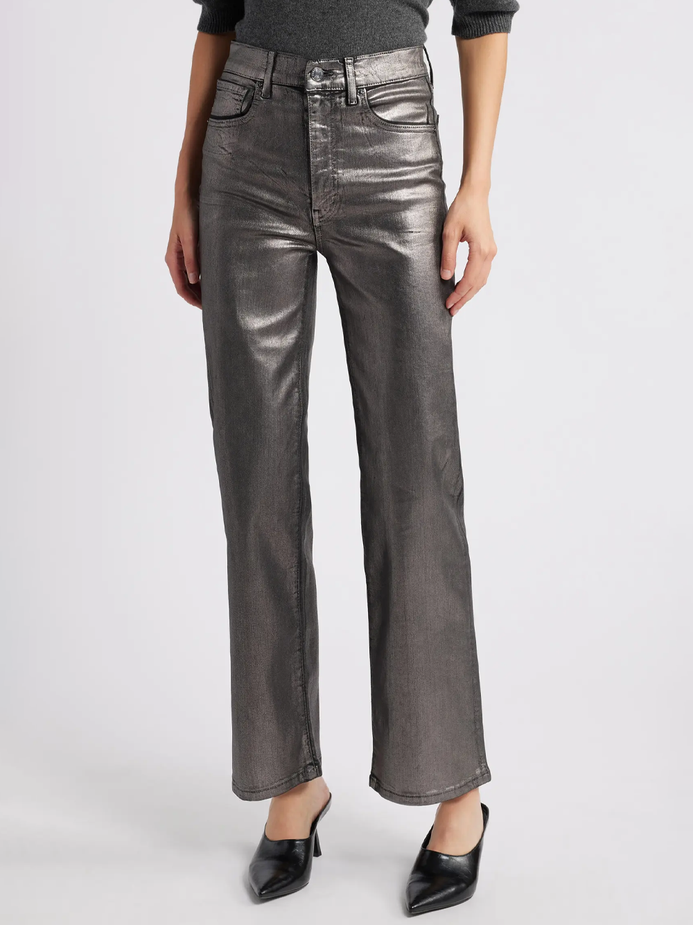 Le Sleek Straight Leg Coated Jeans