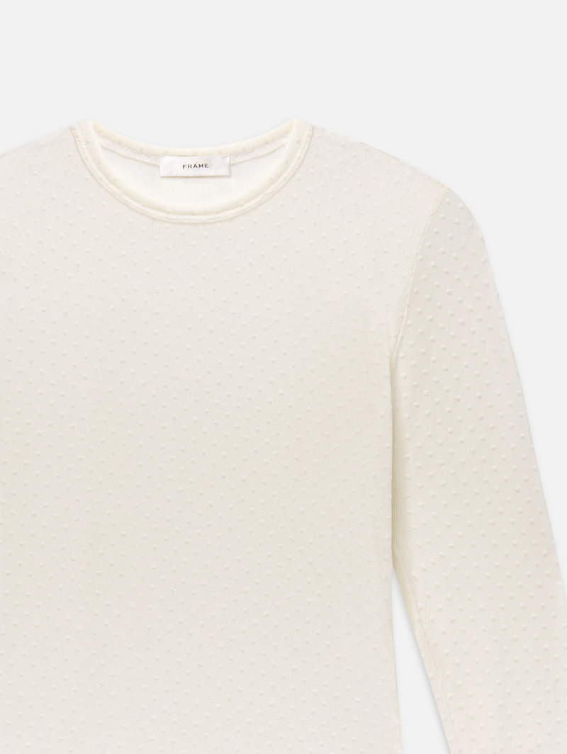 The Mesh Polka Dot Top in Cream