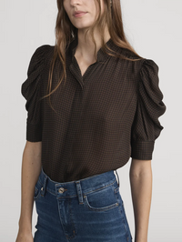 The Houndstooth Gillian Silk Button-Up Top