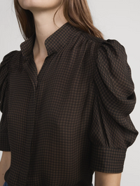 The Houndstooth Gillian Silk Button-Up Top