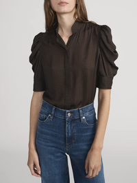 The Houndstooth Gillian Silk Button-Up Top